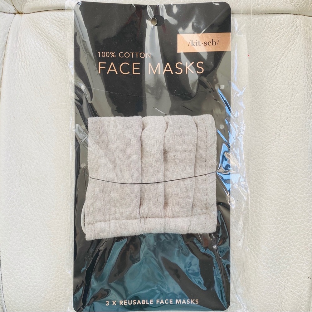Kitsch One 100% Cotton Face Mask solid Beige New